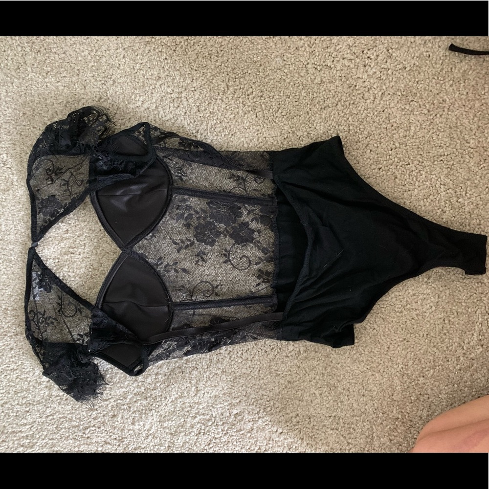 Black lace body suit